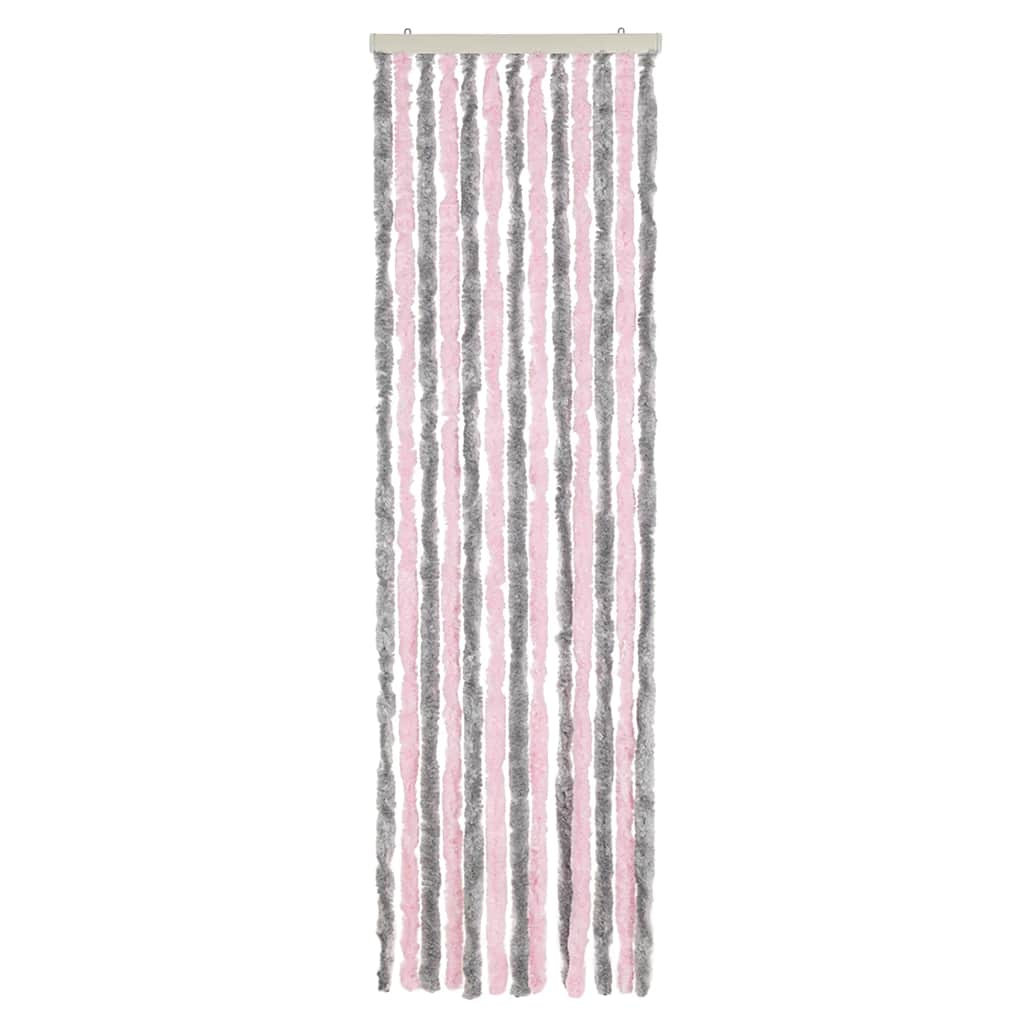 Fly Curtain Silver Grey and Pink 56x200 cm Chenille