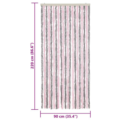 Fly Curtain Silver Grey and Pink 90x220 cm Chenille