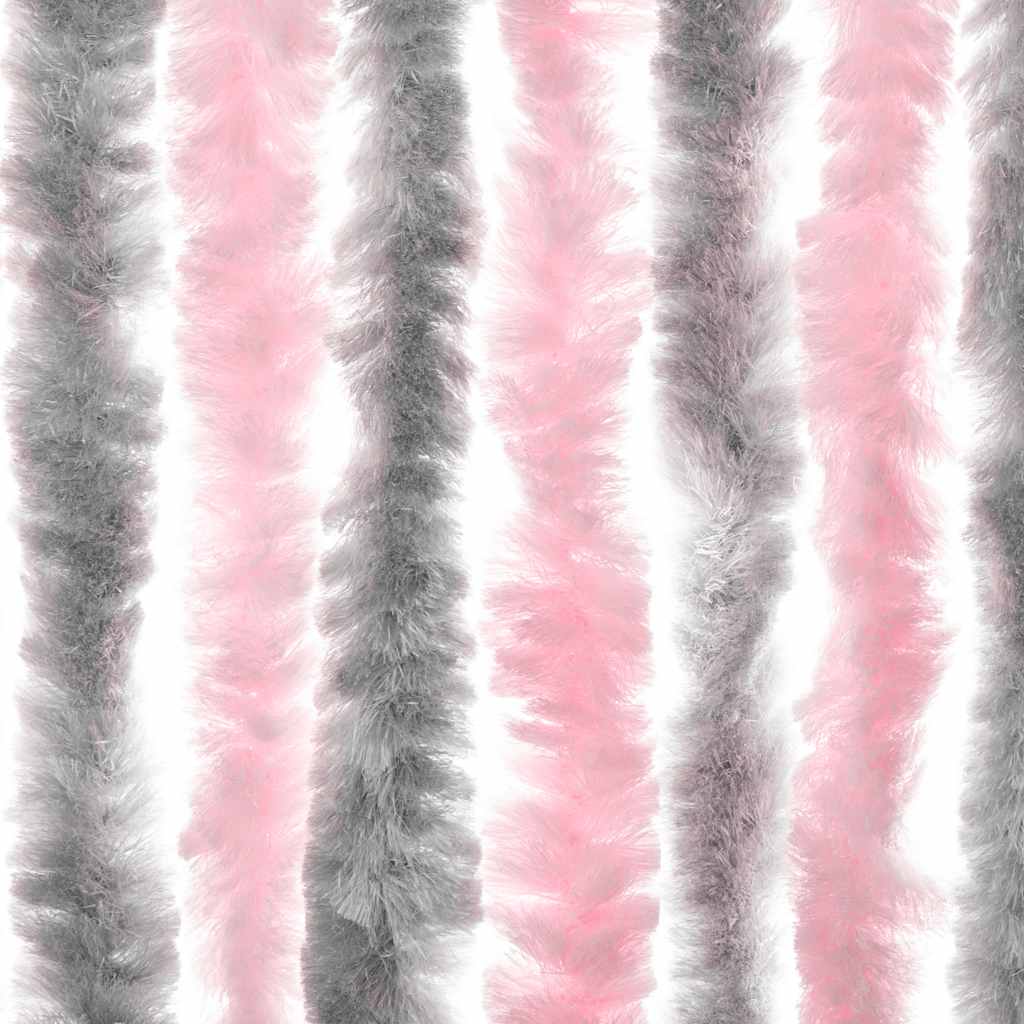 Fly Curtain Silver Grey and Pink 100x200 cm Chenille