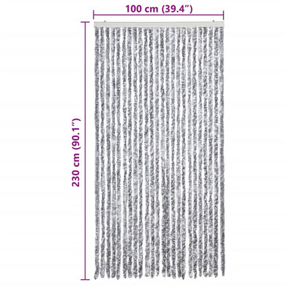 Fly Curtain White and Grey 100x230 cm Chenille