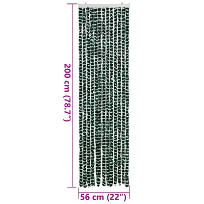 Fly Curtain Green and White 56x200 cm Chenille