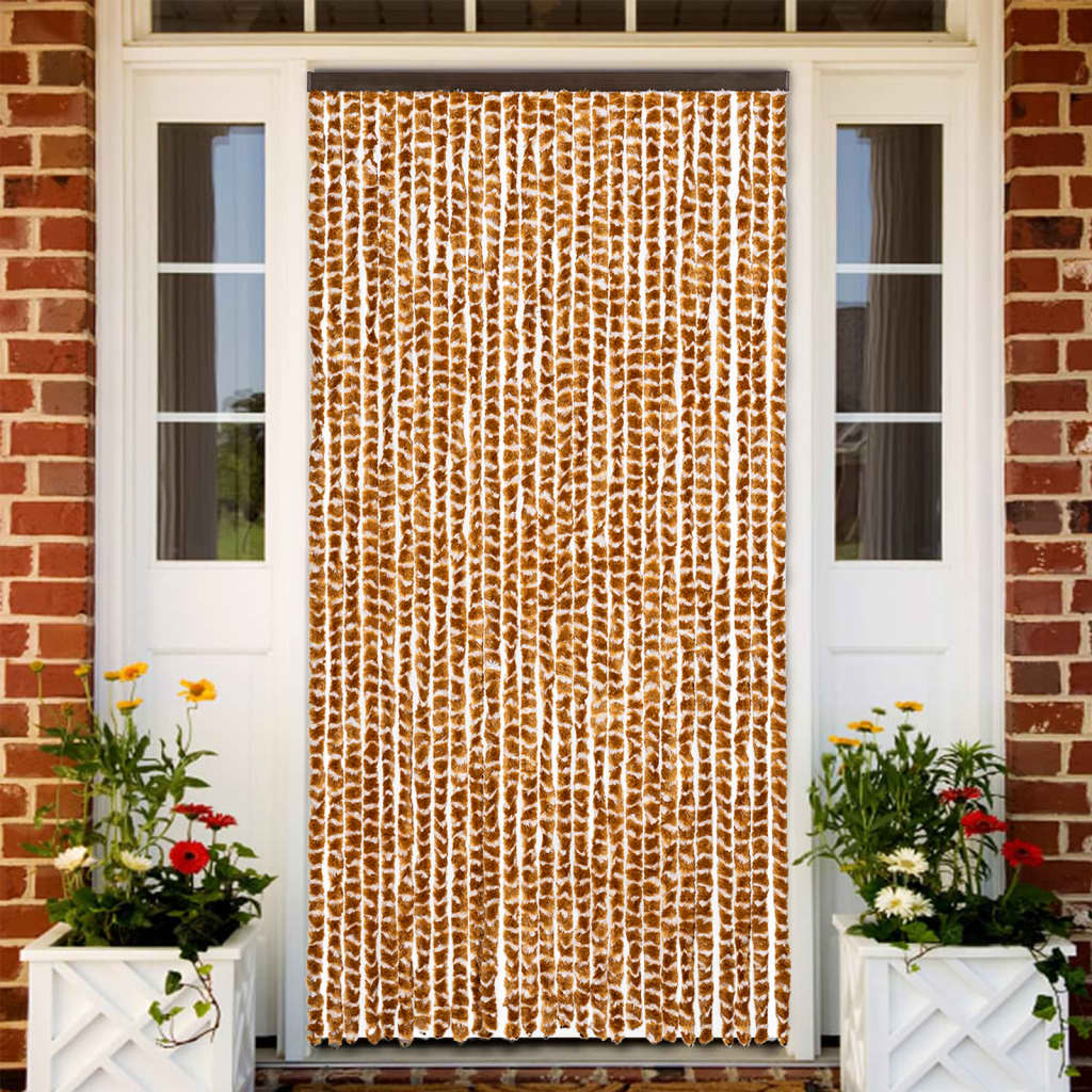 Fly Curtain Ochre and White 90x200 cm Chenille