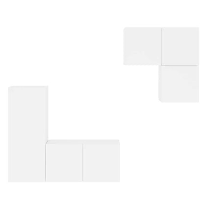 4 Piece TV Wall Units White Engineered Wood