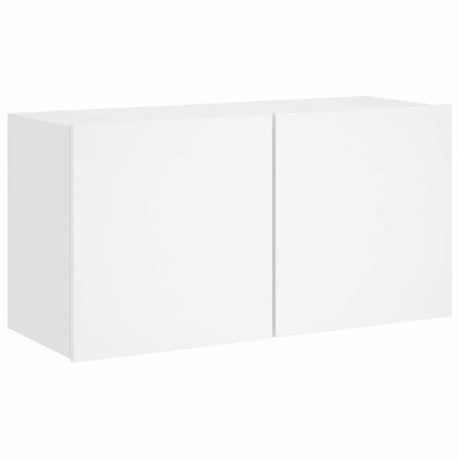 4 Piece TV Wall Units White Engineered Wood