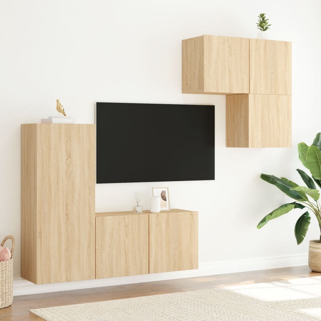 TV Wall Unit | Sonoma Oak | Engineered Wood | Medium | TV Wall Unit