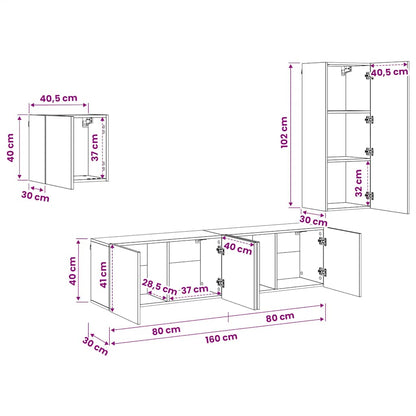 4 Piece TV Wall Units Sonoma Oak Engineered Wood