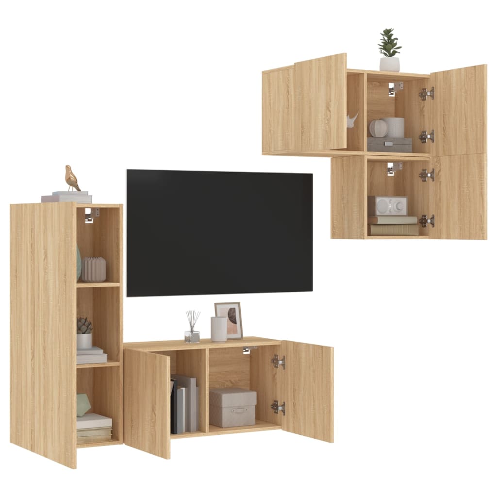 TV Wall Unit | Sonoma Oak | Engineered Wood | Medium | TV Wall Unit