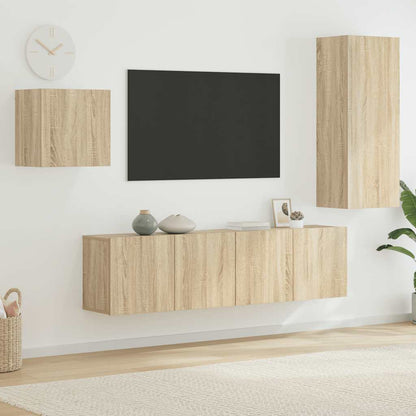 4 Piece TV Wall Units Sonoma Oak Engineered Wood