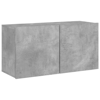 4 Piece TV Wall Units Concrete Grey Engineered Wood