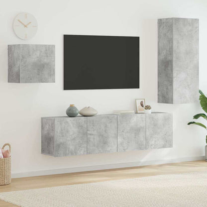 4 Piece TV Wall Units Concrete Grey Engineered Wood