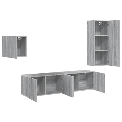 4 Piece TV Wall Units Grey Sonoma Engineered Wood