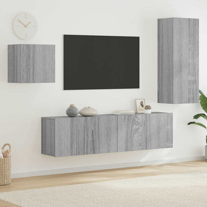 4 Piece TV Wall Units Grey Sonoma Engineered Wood