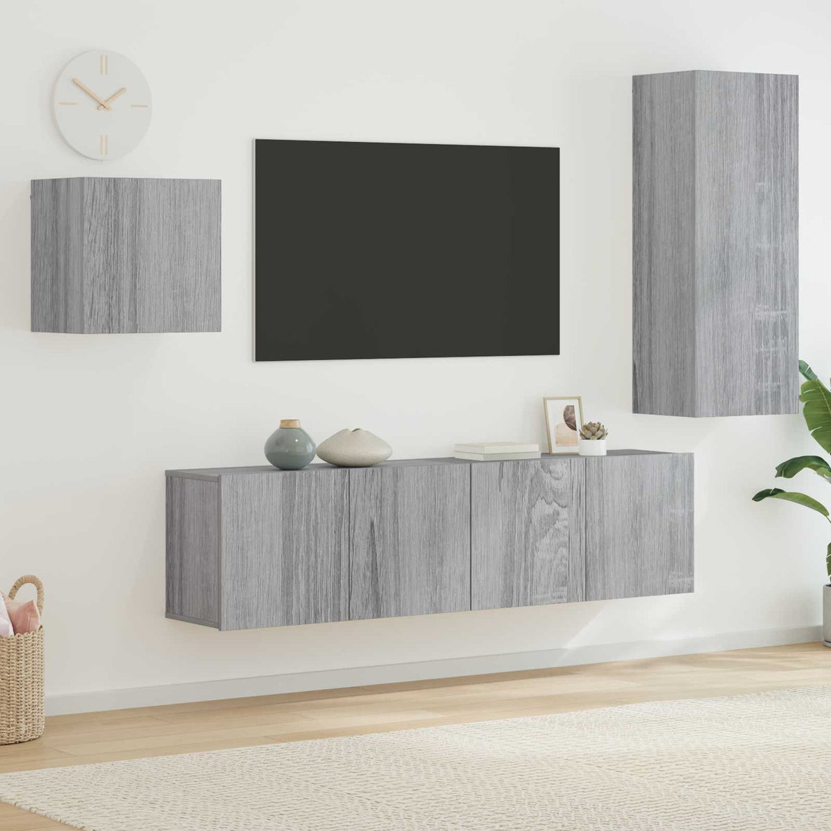 4 Piece TV Wall Units Grey Sonoma Engineered Wood