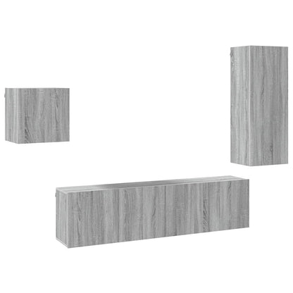 4 Piece TV Wall Units Grey Sonoma Engineered Wood