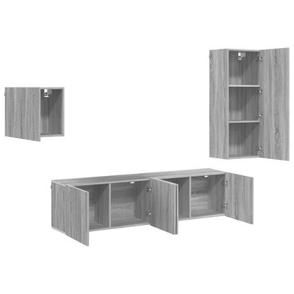 4 Piece TV Wall Units Grey Sonoma Engineered Wood