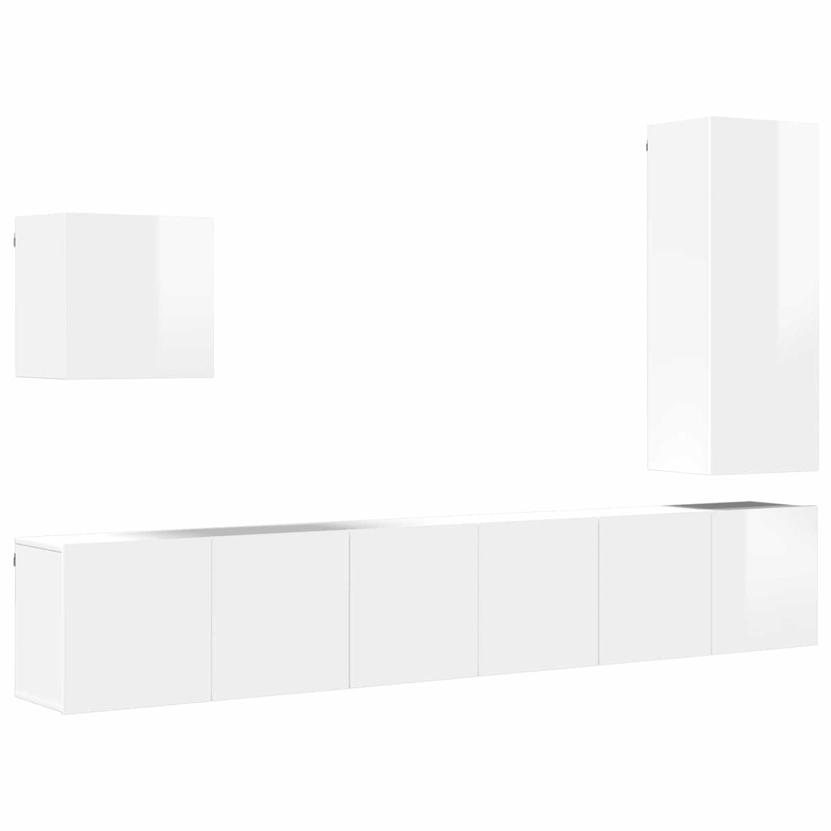 5 Piece TV Wall Units White Engineered Wood
