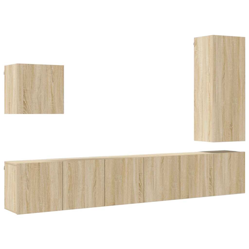 5 Piece TV Wall Units Sonoma Oak Engineered Wood