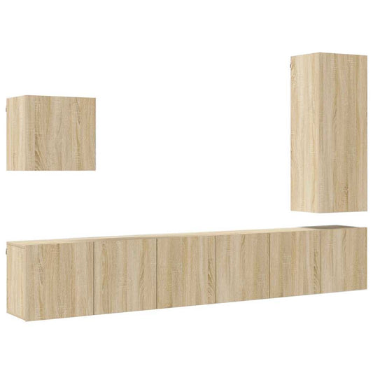 5 Piece TV Wall Units Sonoma Oak Engineered Wood