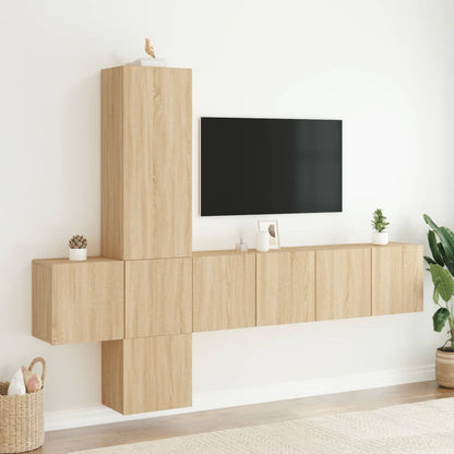 TV Wall Unit | Sonoma oak | Engineered wood | Floating TV Wall Unit