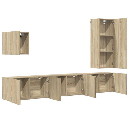 5 Piece TV Wall Units Sonoma Oak Engineered Wood