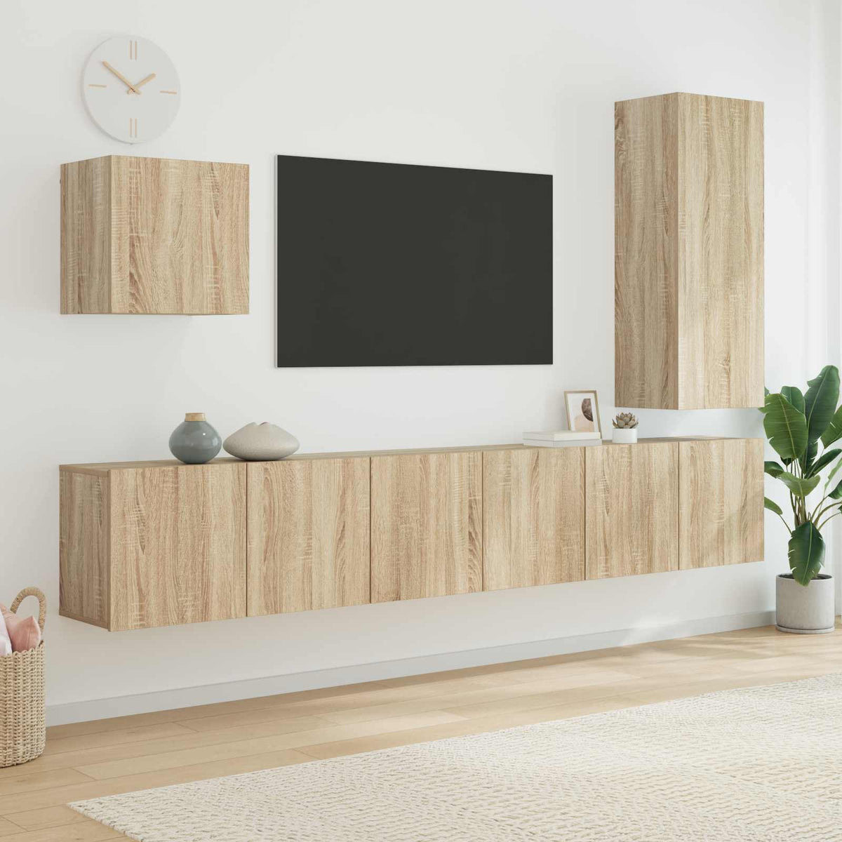 5 Piece TV Wall Units Sonoma Oak Engineered Wood