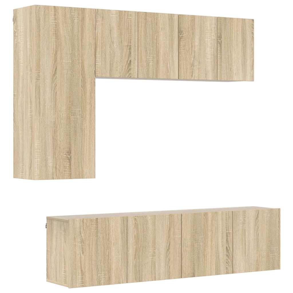 5 Piece TV Wall Units Sonoma Oak Engineered Wood