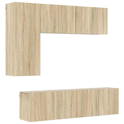 5 Piece TV Wall Units Sonoma Oak Engineered Wood