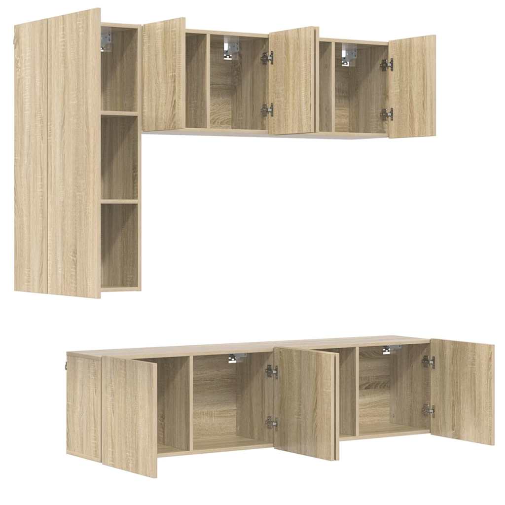 5 Piece TV Wall Units Sonoma Oak Engineered Wood