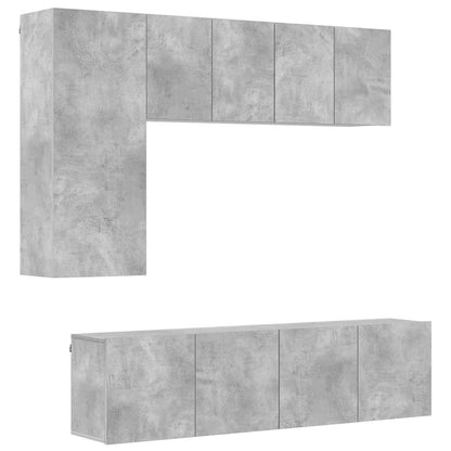 5 Piece TV Wall Units Concrete Grey Engineered Wood