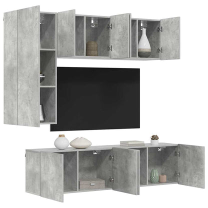 5 Piece TV Wall Units Concrete Grey Engineered Wood