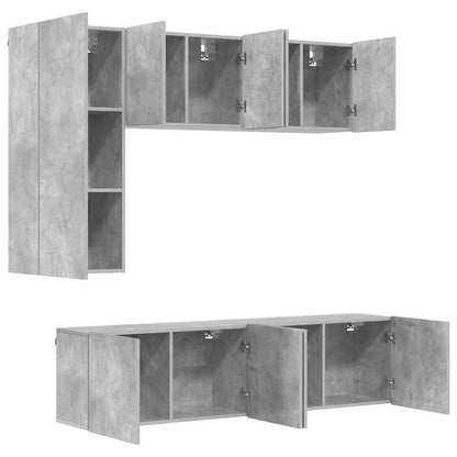 5 Piece TV Wall Units Concrete Grey Engineered Wood