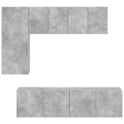 5 Piece TV Wall Units Concrete Grey Engineered Wood
