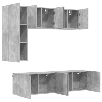 5 Piece TV Wall Units Concrete Grey Engineered Wood