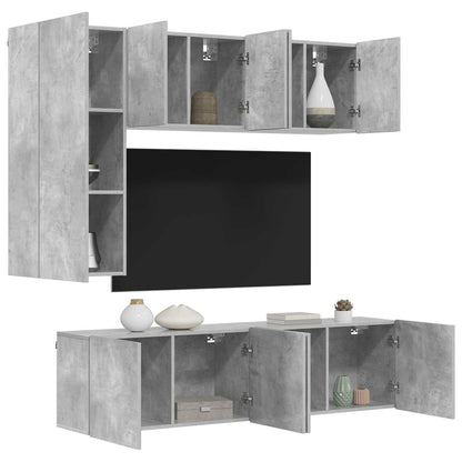 5 Piece TV Wall Units Concrete Grey Engineered Wood