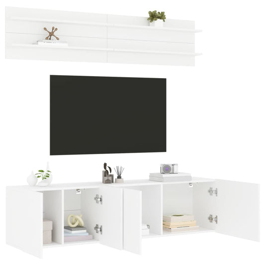 | TV Wall Units | Wall-mounted 6 pcs white Engineered wood