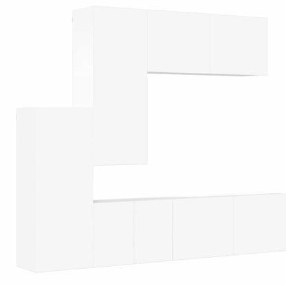 5 Piece TV Wall Units White Engineered Wood