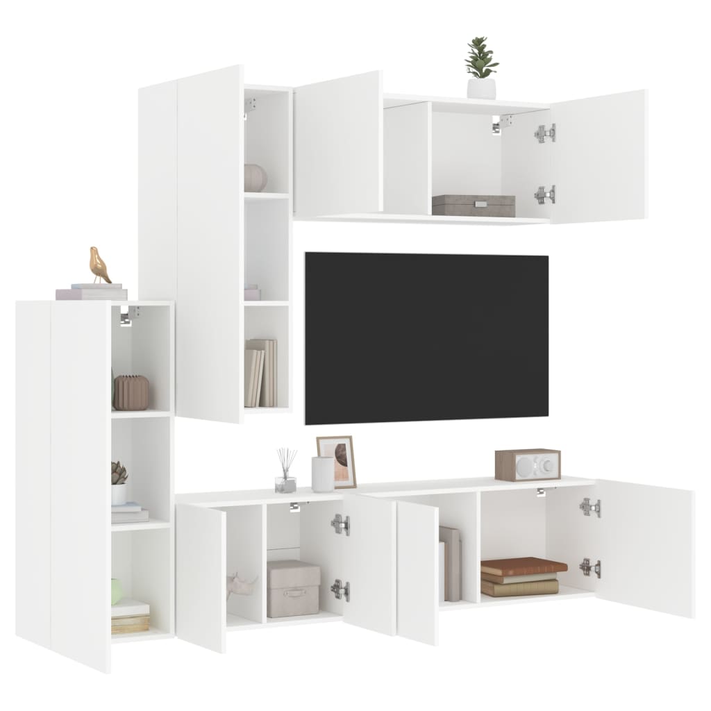 TV Wall Unit | White | Engineered wood | Large | Wall mounting