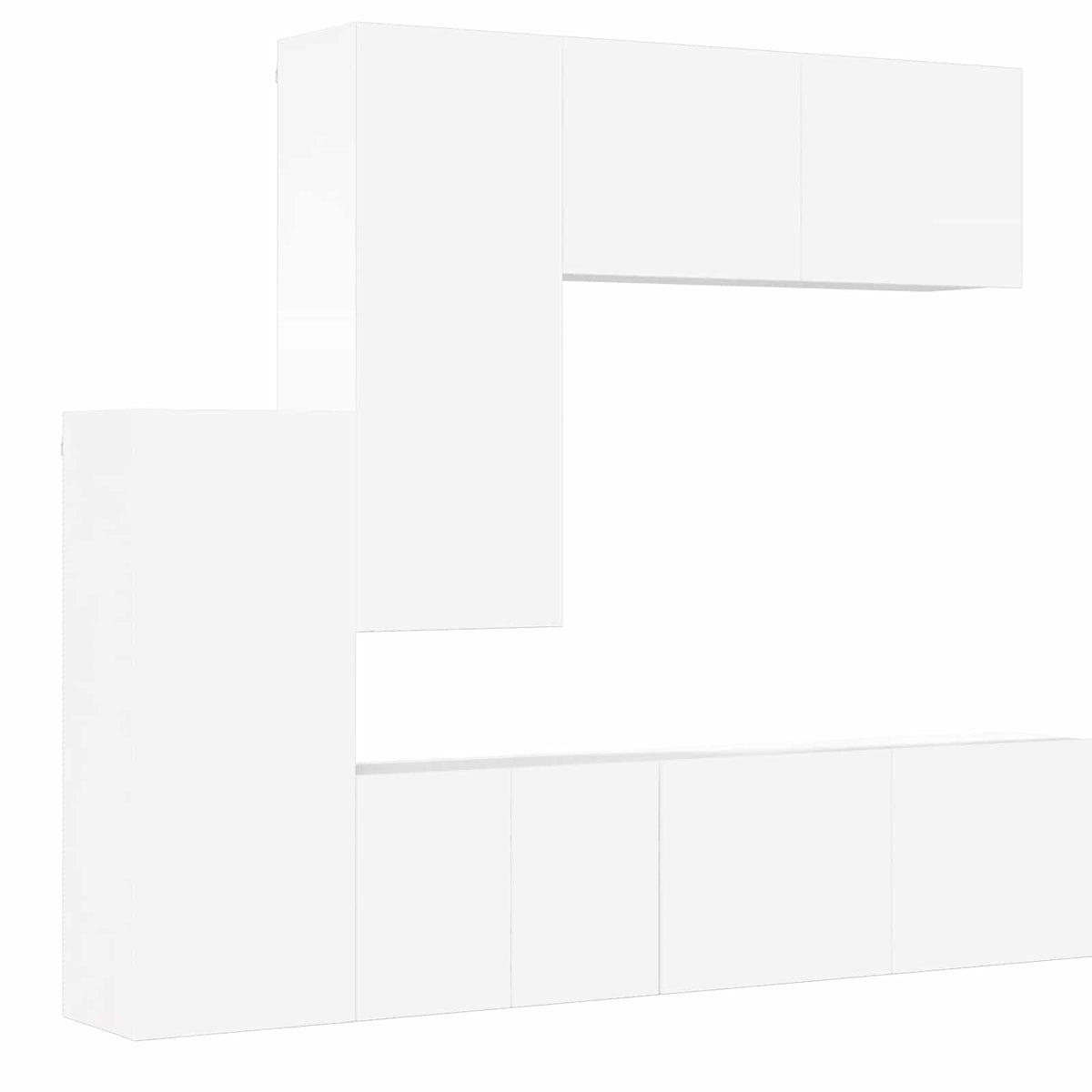 5 Piece TV Wall Units White Engineered Wood