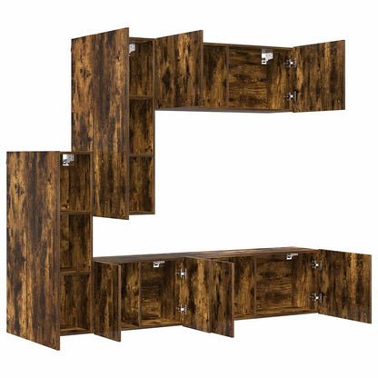 5 Piece TV Wall Units Smoked Oak Engineered Wood