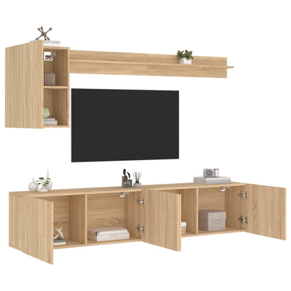 5 Piece TV Wall Units Sonoma Oak Engineered Wood
