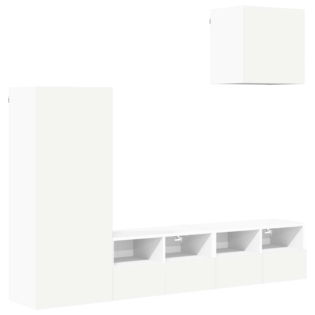4 Piece TV Wall Units White Engineered Wood