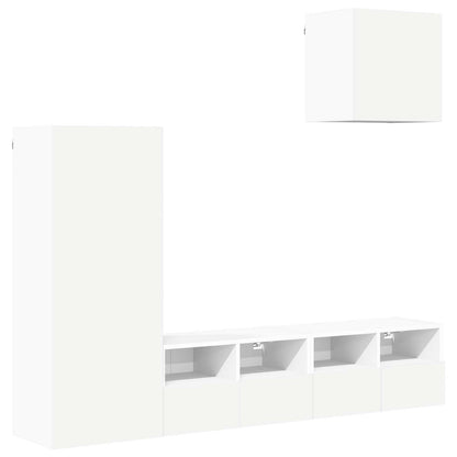 4 Piece TV Wall Units White Engineered Wood