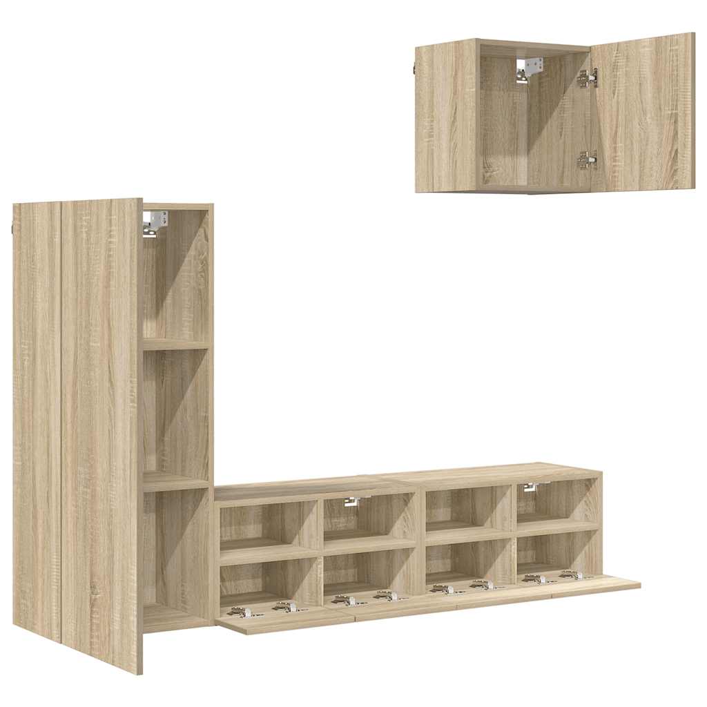 4 Piece TV Wall Units Sonoma Oak Engineered Wood