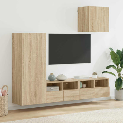 4 Piece TV Wall Units Sonoma Oak Engineered Wood