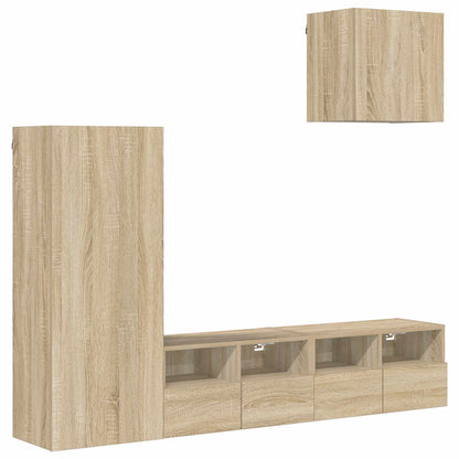 4 Piece TV Wall Units Sonoma Oak Engineered Wood