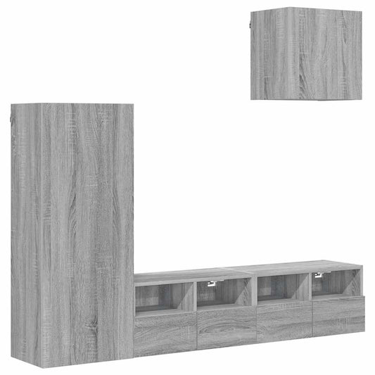 4 Piece TV Wall Units Grey Sonoma Engineered Wood