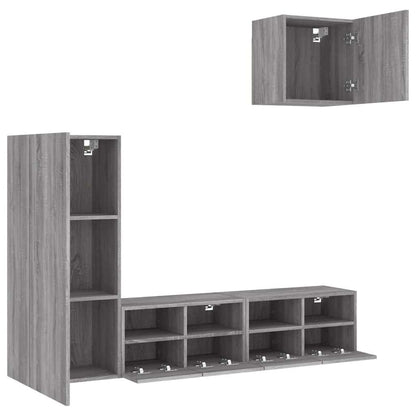 4 Piece TV Wall Units Grey Sonoma Engineered Wood