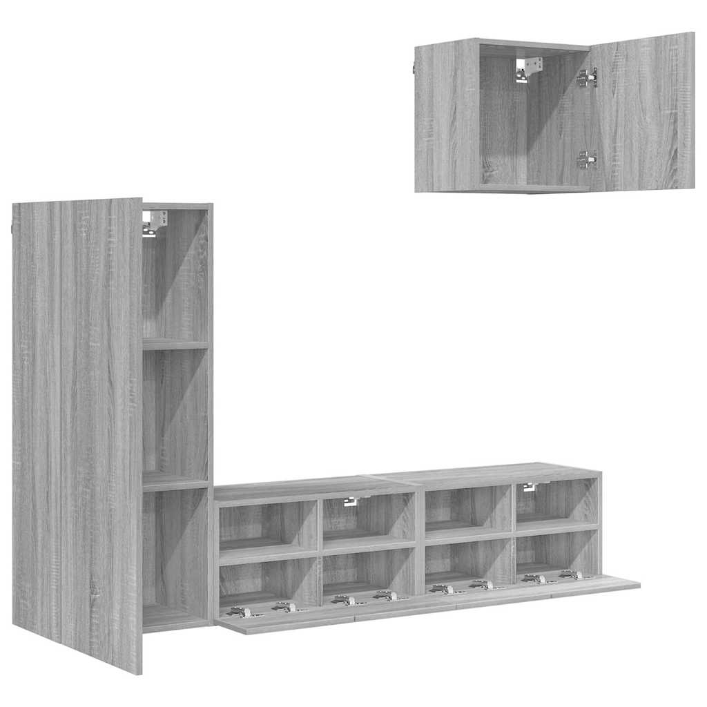 4 Piece TV Wall Units Grey Sonoma Engineered Wood