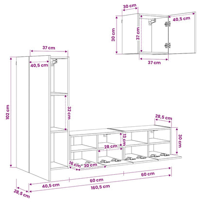 4 Piece TV Wall Units Grey Sonoma Engineered Wood