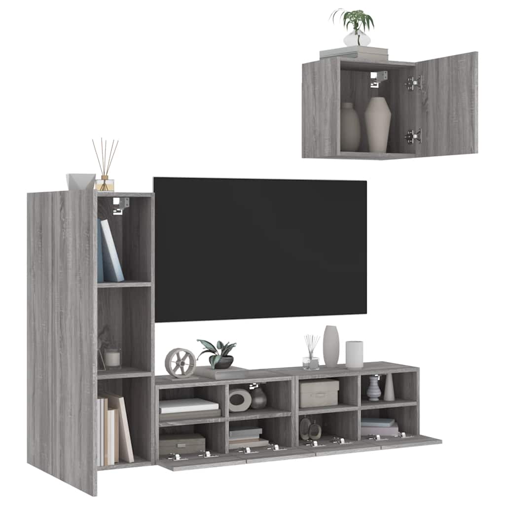 4 Piece TV Wall Units Grey Sonoma Engineered Wood